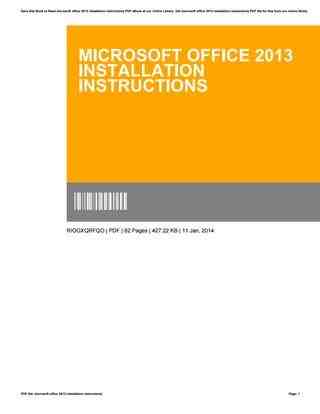 Office 2013 Installation Instructions