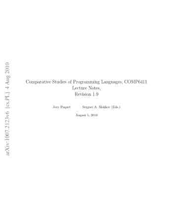 Comparative Studies Of Programming Languages